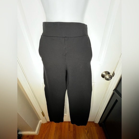 Loft Women's Small Black Pull On Straight Leg Ankle Crop Pants Ponte Stretch S - Picture 2 of 14